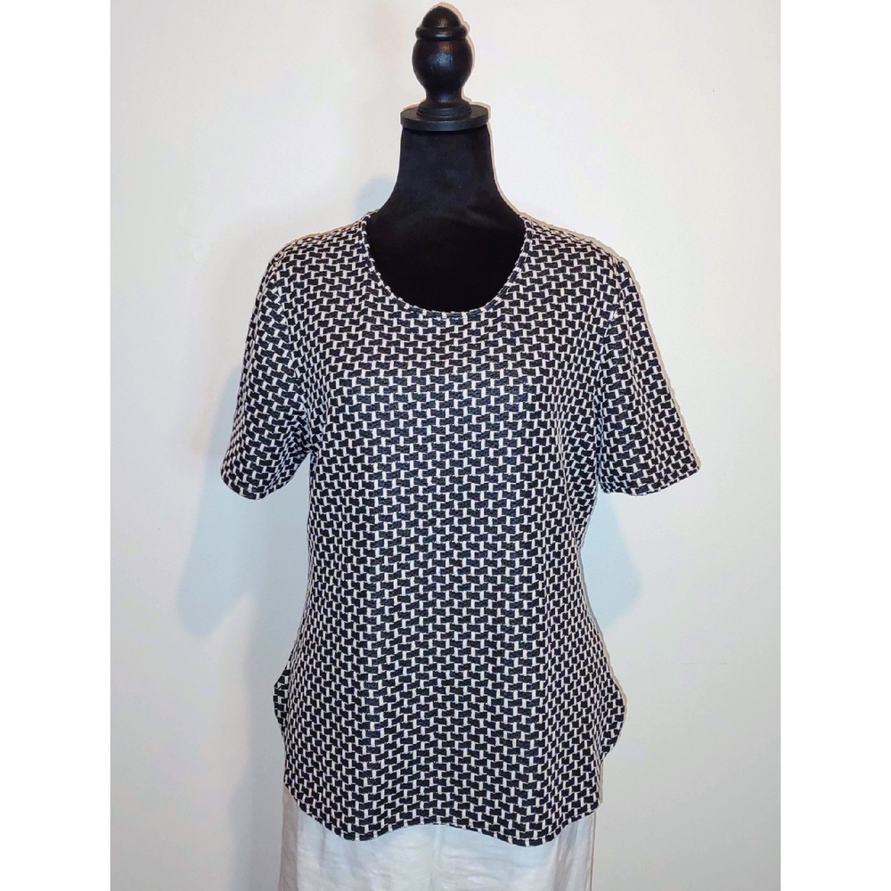 Vintage Style Knit Top Woven Texture Short Sleeve Career Work Casual - Large - Picture 10 of 10